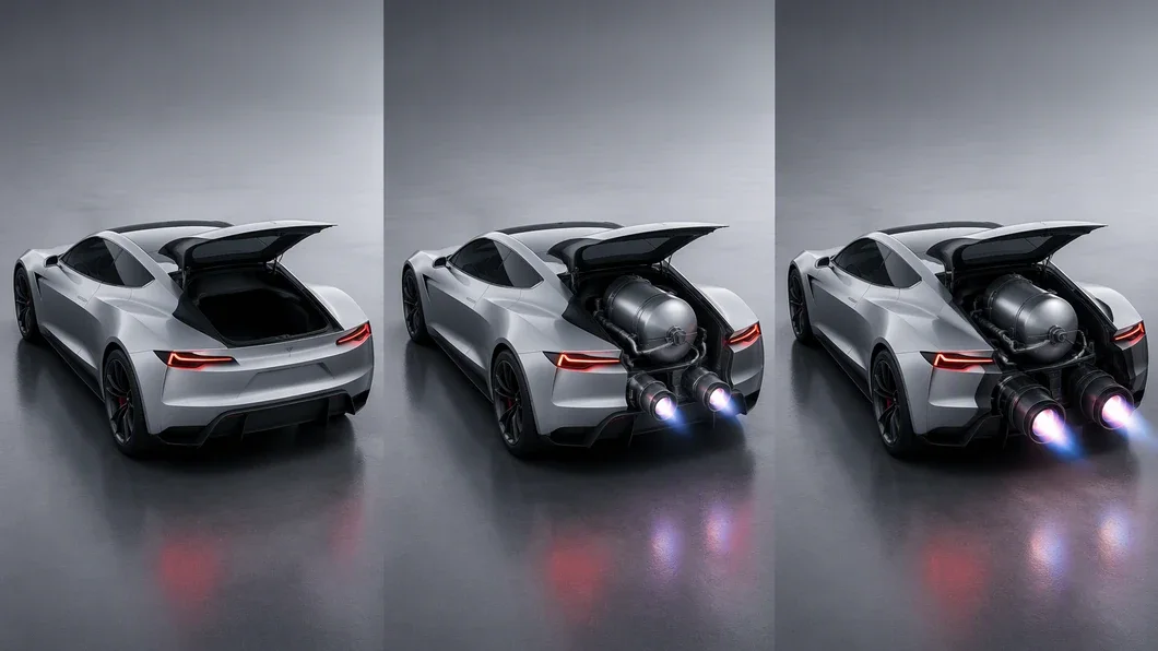 Illustration conceptuelle des différences d’équipement entre plusieurs versions du Roadster.